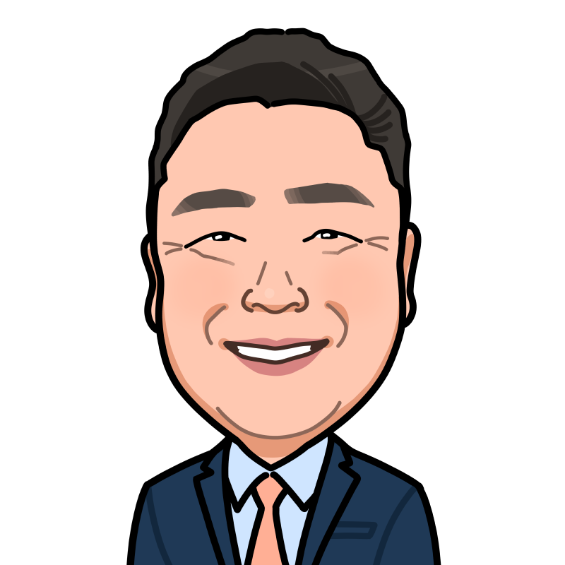 日本クレスト代表取締役 岡澤和耶の似顔絵